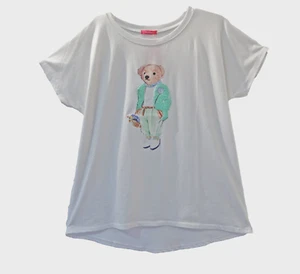 WASABI ¡Partículas combinadas! Camiseta larga túnica blusa EG 44-46-48 estampado oso blanco menta - Imagen 1 de 5