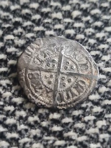 Moneda de plata martillada media graña Eduardo III media graña británica Gran Bretaña  - Imagen 1 de 5