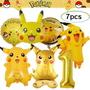 Pikachu Pokémon Birthday Balloon Bundle – Set of 7 Ages 1-9 Party Decorations - Picture 1 of 18