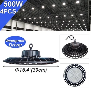 4 Pack 500W UFO LED High Bay Light Warehouse Ceiling Shop Light Fixture 6500K - Picture 1 of 13