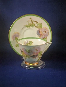 Royal Doulton Glamis Thistle Teetasse & Untertasse - P Curnock signiert - grüner Stempel - Bild 1 von 10
