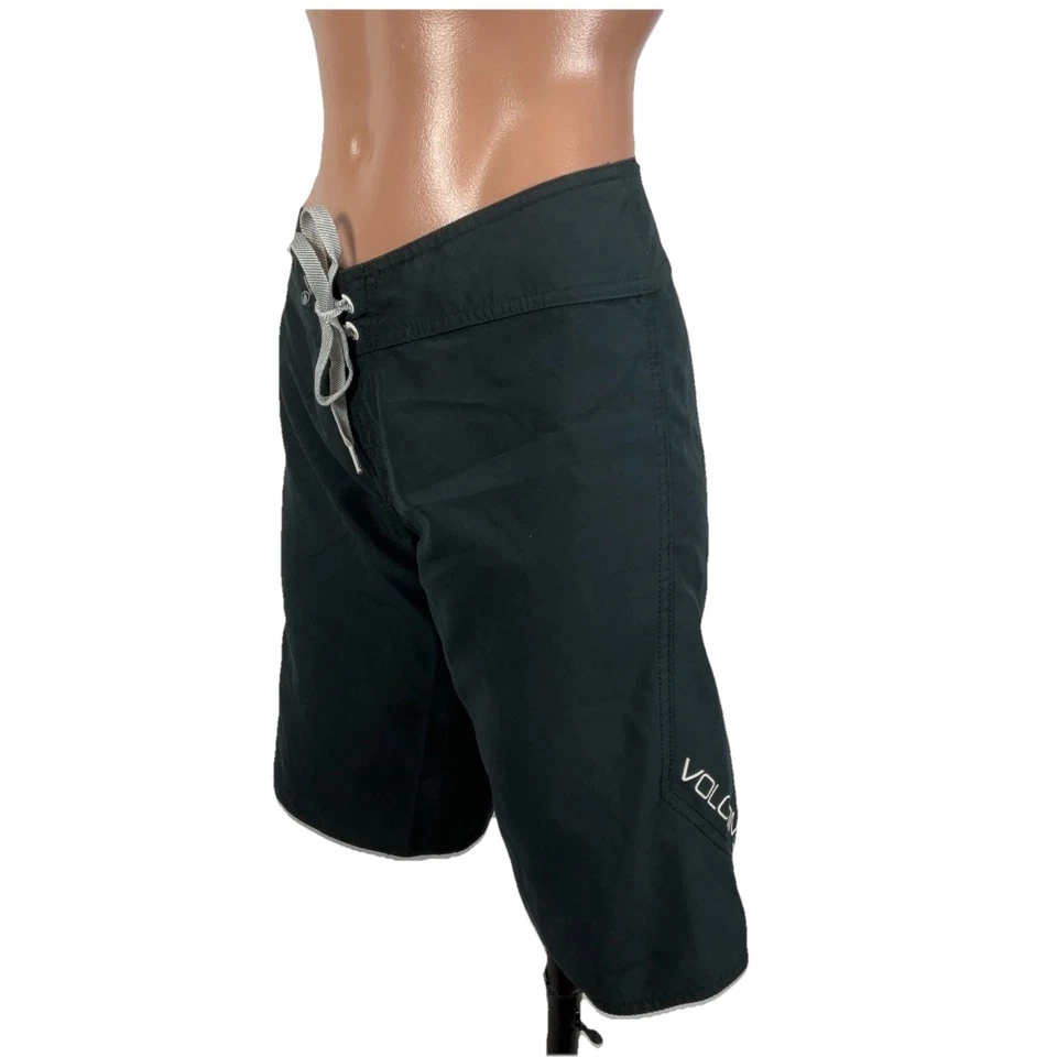 Y2K Volcom Women's Board Shorts Size 11 Black White Lace Up Boardshorts VTG - Image 1 of 4