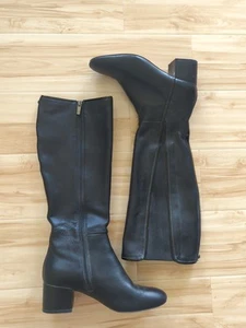 Donald Pliner Camille Womens Black Leather Tall Knee High Riding Boots sz 7 Read - Picture 1 of 16