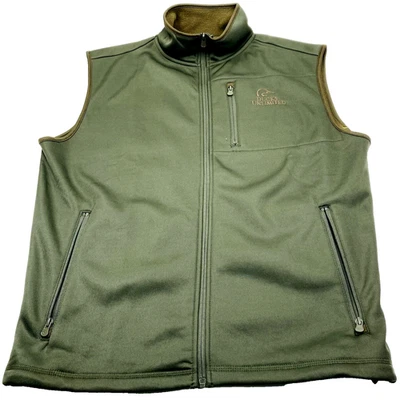 Ducks Unlimited Logo Vest Sleeveless Fleece Lined Green L Mens Zip Pockets Cabin - Image 1 of 4