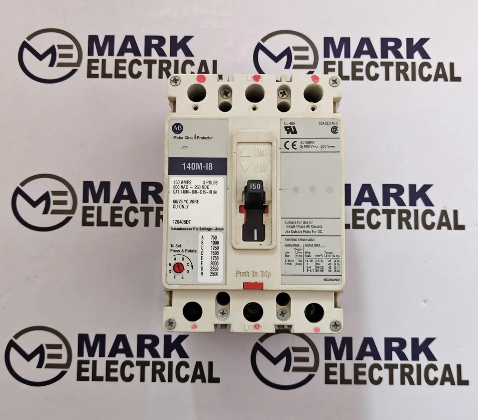 140M-I8 ALLEN BRADLEY CIRCUIT BREAKER 150A 140M-I8R-D15-M(A) 600VAC-250VDC - image 1 of 4