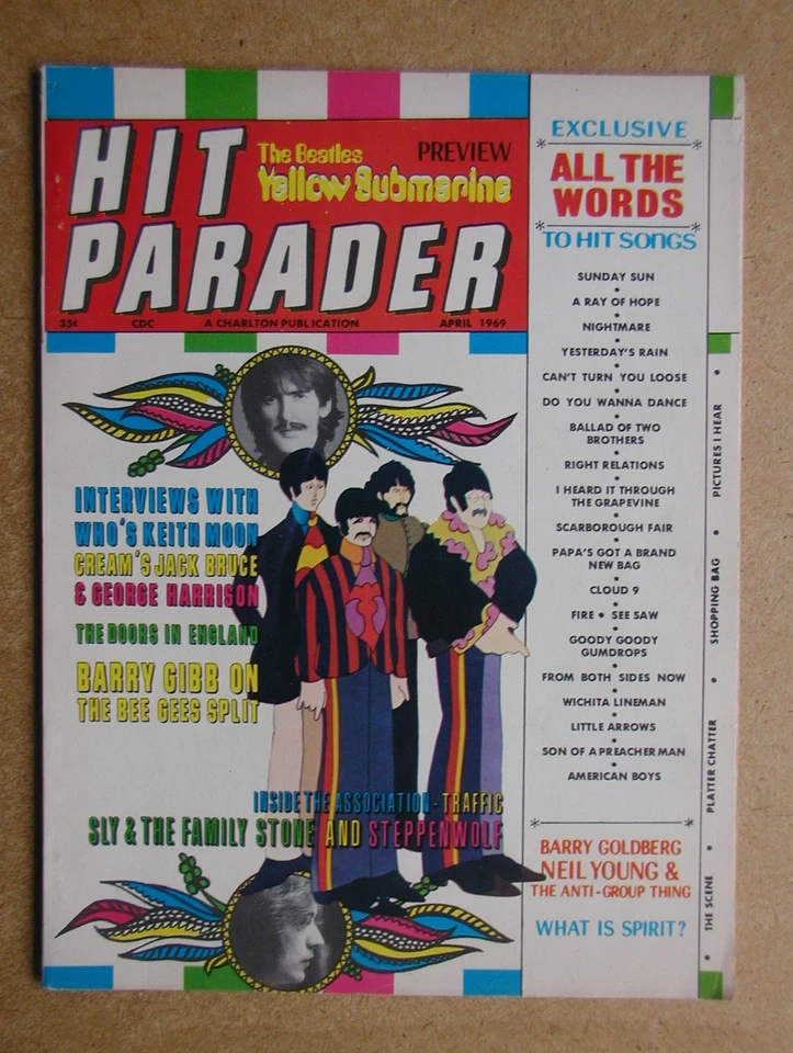 Hit Parader Magazine. April 1969. Beatles, Cream, Neil Young, Hendrix, Sly Stone - Image 1 of 4