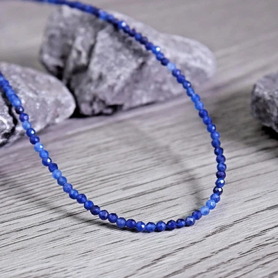 Women's Kyanite Gemstone Choker 2mm Beads Delicate Healing Crystal Necklace Gift - Image 1 of 3