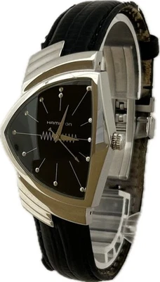 Hamilton Ventura H244110 Black Dial 32mm Quartz Mens Watch Excellent A4997 - image 1 of 4