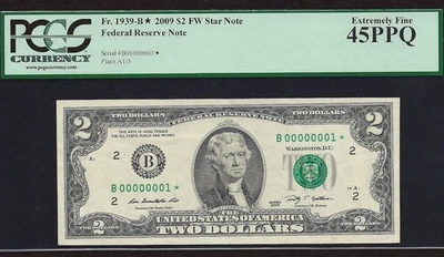 2009 $2 FRN B00000001* P.C.G.S #45PPQ - Image 1 of 3