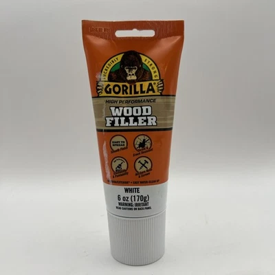 Gorilla Wood Filler 1 Pack White Durable Water Resistant Smooth Finish Repairs - Image 1 of 2