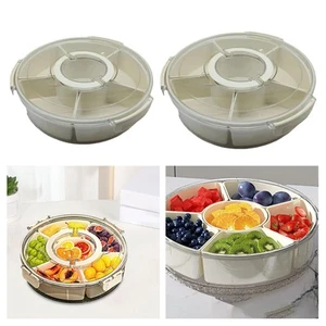 Dried Fruit Plate Food Storage Tray Dustproof Lid Multifunctional 6 Small Grids - Picture 1 of 13