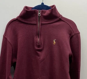 Polo Ralph Lauren 1/4 Zip Boys Pony Pullover Knit Sweater Burgundy Youth Sz 6 - Picture 1 of 11