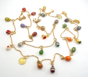 VTG Joan Rivers Faberge Egg Necklace Collation 31 Different Charms - Picture 1 of 10