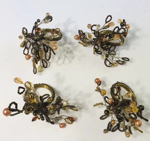Pier 1 Serviettenringe mit Schmucksteinen & Perlen Bernstein Gold Herbst Cluster - 4er Set - Bild 1 von 6