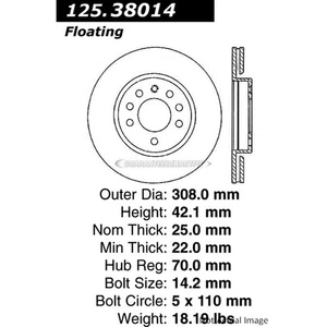 For Saab 9-3 9-5 Centric Front Brake Rotor Disc TCP - Picture 1 of 2