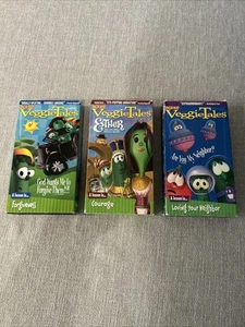 VeggieTales 3 VHS Lot: Esther Courage Forgiveness And Loving Your Neighbor VHS - Picture 1 of 18