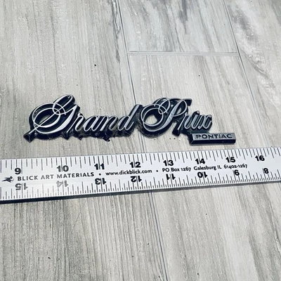 1978-1987 1981 Pontiac Grand Prix nameplate emblem Script OEM G Body Chrome - Image 1 of 2