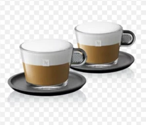 NESPRESSO ‘Glass’ View Espresso Cup & Saucer Pair New 8oz - Picture 1 of 6