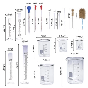 19x Low Form Beaker Glass Set 50-1000ml With Spout Measuring Cylinders for Lab - Picture 1 of 11