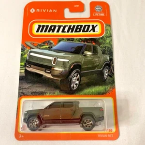 MATCHBOX 2024 RIVIAN R1T METALFLAKE OLIVE GREEN 17/100 HKW56 MBX HIGHWAY A. LUGO - Picture 1 of 1
