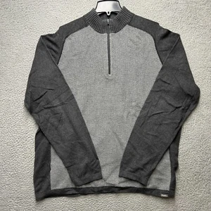 Eddie Bauer 1/4 Zip Sweater Mens XL Tall Gray Merino Wool Blend Pullover Jumper - Picture 1 of 13