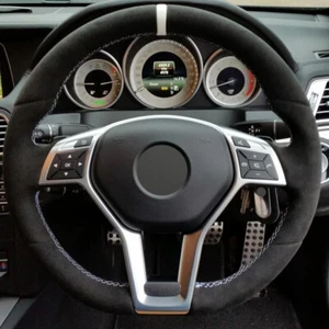 Alcantara Steering Wheel Cover Real Leather Wrap for MERCEDES GLA AMG X156 L - Picture 1 of 12