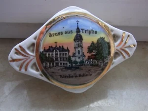 Gruß aus Triptis alte Deckeldose aus Porzellan, Andenken, Schmuckdose - Bild 1 von 8