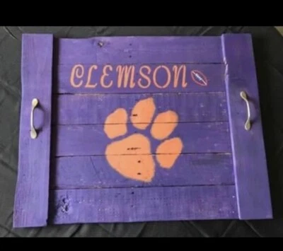 Cubierta superior de estufa tablero de fideos madera pintado a mano sin pegatinas personalizado Clemson Foto 1 de 4