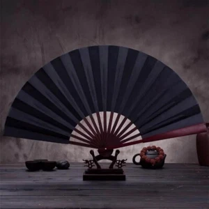 HAND FAN Folding Giesha Performer Black Fan Vintage Silk Large Fan MELB AU - Picture 1 of 4