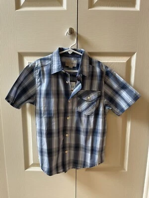Lucky Brand Boys Blue Short Sleeve Button Down Shirt Size Small - Image 1 of 3