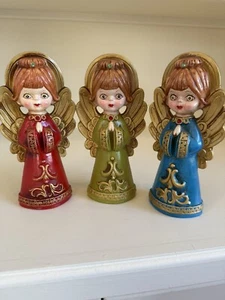 Vintage Set 3 ARDCO Kreidegeschirr Weihnachten Chor Engel Dallas Japan 1960er 8"T - Bild 1 von 6