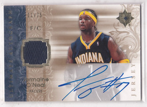2006-07 Upper Deck Ultimate #AU-JO Jermaine O'Neal Game Used Jersey Auto 11/75
