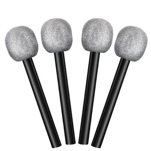 4 Pcs Fake Microphone for Kids Plastic Bling Glitter Microphone Prop Sparkly Pop - Picture 1 of 6