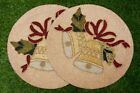 Embroidered Christmas Bell Decorative Placemat Beaded table Mat  [Set of 2]