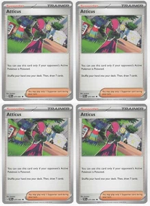 Atticus 077/091 - Paldean Fates - Pokemon Trainer Card Playset - x4 - Picture 1 of 1