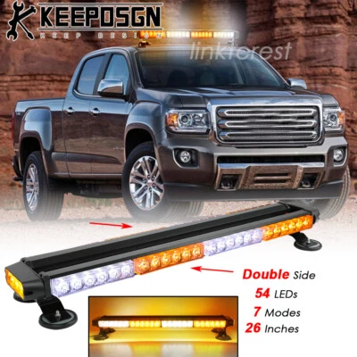 For GMC Canyon 26'' LED Rooftop Warning Emergency Strobe Lights Bar White Amber — 第 1/4 张图片