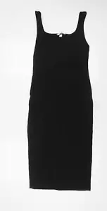 H&M Womens Black Cotton Bodycon Size S Scoop Neck Pullover - Picture 1 of 10