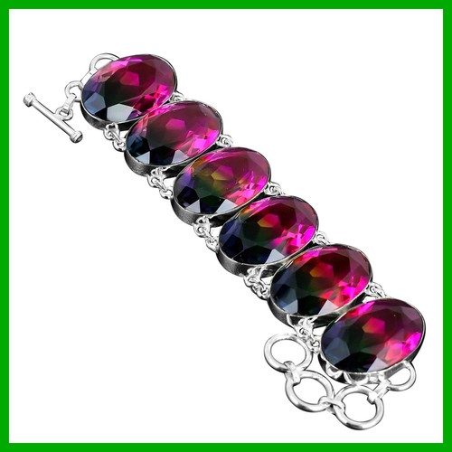 VALENTINO Bracciale catena argento sterling 925 pietra multi tormalina regalo madre gioielli