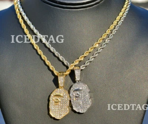 "COLLAR UNISEX CADENA DE CUERDA DE 24" HIP HOP HELADO BLING-ED - Imagen 1 de 9