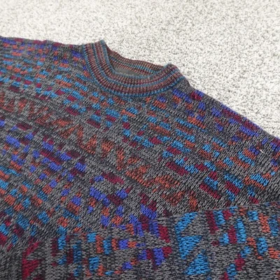 VTG Cosby Sweater Mens L Geometric Knit Pullover Crewneck Biggie Grandpa 90s USA - Image 1 of 4