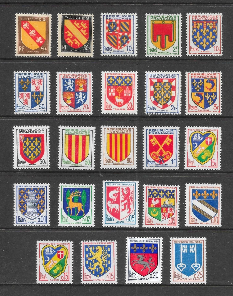 France: Coats of Arms 1945 -1973,  24 different issues All MINT never hinged - Image 1 of 1