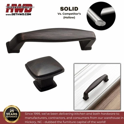 HARDWAREDIRECT Modern Cabinet Pull Kitchen Bath Rubbed Bronze Knob Farmhouse Sleek Contemporary