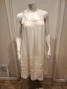 Alice + Olivia Ivory Tie Shoulder Crochet Hem Danna Dress Sz M Summer Vacation - Picture 1 of 10