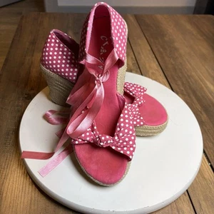Sandalias alpargatas Crazy 8 para mujer Y2K retro rosa a lunares cuerda cuña talla 9 - Imagen 1 de 12