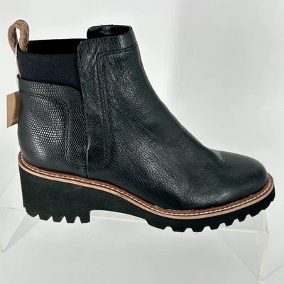 Dolce Vita Size 7.5 Black Leather Waterproof Lug Platform Ankle Boots Huey H2O - Image 1 of 4
