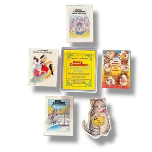 1986 Kitty Cucumber (Set of 5) Miniature Books w Plastic Box Illustrated VTG - Imagen 1 de 9