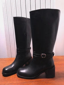 MO & CO BLACK LEATHER TALL RIDER STYLE BOOT EU 39, UK 6, US 8 MDB1SHS003-W08 - Bild 1 von 20