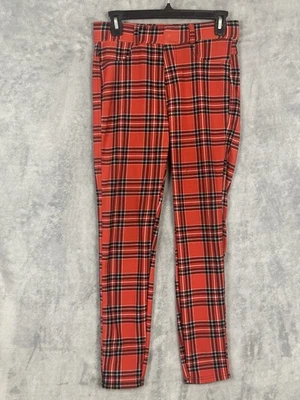 Thrill Leggings Girls Large Red Plaid 28x25 Ankle Tartan Stretch Pockets - Image 1 of 4