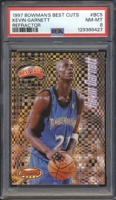 Bowman's Best Cuts 1997 refractor Kevin Garnett PSA 8 Timberwolves/Celtics Hof Foto 1 de 2