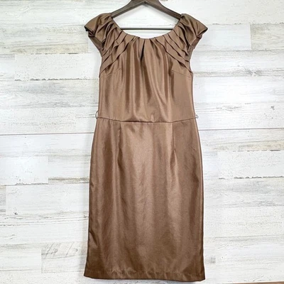 Vestido Twelfth Street by Cynthia Vincent Bronce Satinado Acanalado Gorra Slv Forrado de Seda 4 Foto 1 de 4
